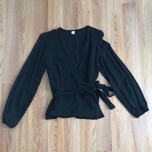 Wrap around blouse black